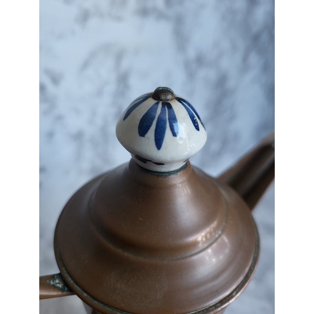 Mid-Century Modern 1950s Dutch Copper Pedastal Snotneus Whale Oil Lamp For Sale - Image 3 of 15