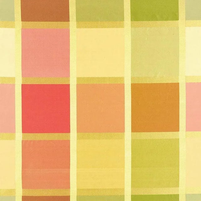 Sample - Schumacher Navsari Silk Plaid Fabric in Azalea For Sale