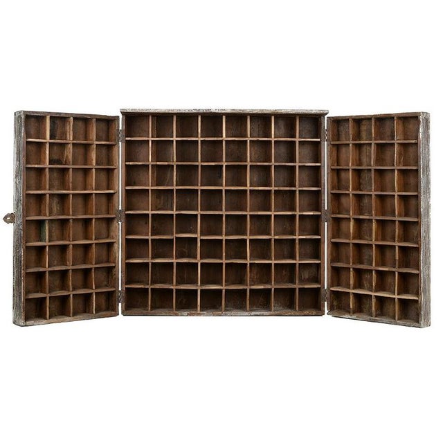 20th Century Patinated Wooden Printing Press Locker Cabinet For Sale - Image 9 of 9