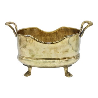 Mid Century Brass Cachepot Planter For Sale