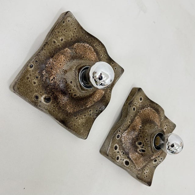 Mid-Century Wavy Ceramic Wall Lamps, 1970s, Set of 2 For Sale - Image 13 of 18