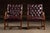 Late 20th Century Late 20th Century Pair of Tufted Leather Square-Back Dining Chairs in Oxblood For Sale - Image 5 of 17