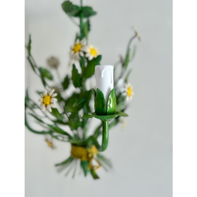 Italian Painted Tole Daisy Chandelier by Sergio Terzani, 1970s For Sale - Image 9 of 15