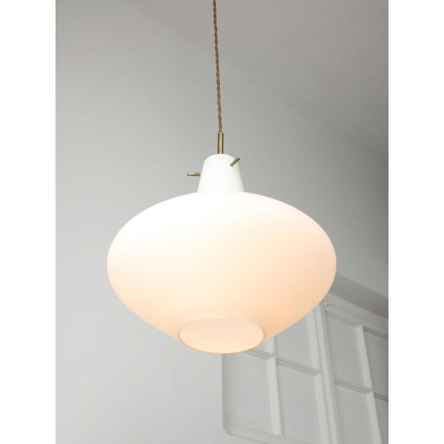 Mid-Century Italian Brass and Opaline Glass Pendant Lamp For Sale - Image 15 of 15