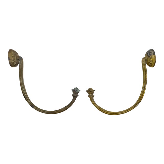 Pair of Antique 19th Century Gilt Bronze Ornate Victorian Wall Hooks Bracket For Sale