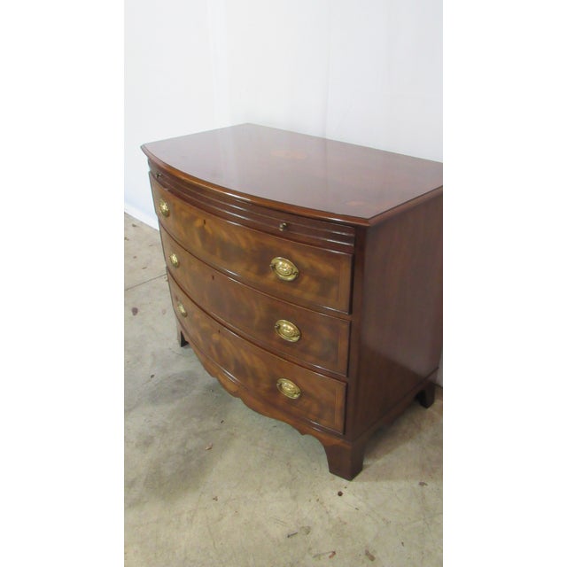 Traditional 1980s White Bowfront Chest Mahogany Banded Amazing Server Silver Chest For Sale - Image 3 of 11