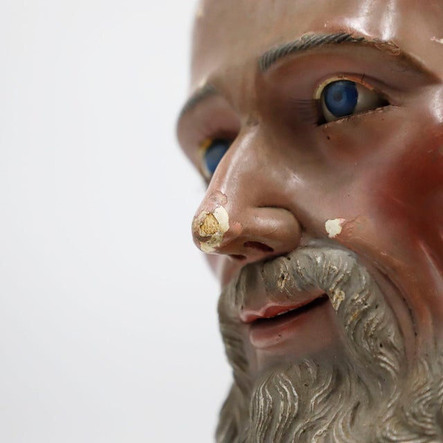 Brown Head of a Saint from the 18th Century Wood Carving For Sale - Image 8 of 17
