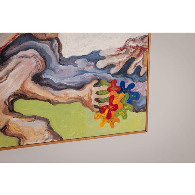 Abstract Figure Under the Sun, 1960s, Oil on Canvas For Sale - Image 7 of 17