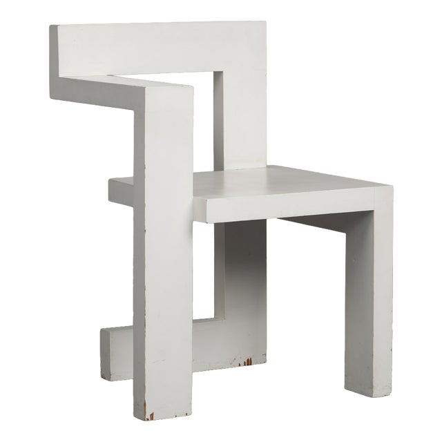 Vintage Dutch Asymmetrical Wooden Chair by Gerrit Thomas Rietveld, 1970s For Sale