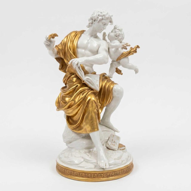 Cappè Giuseppe, Allegory of Music and Poetry Two Porcelain Figures, 1960s, Porcelain, Set of 2 For Sale - Image 6 of 11