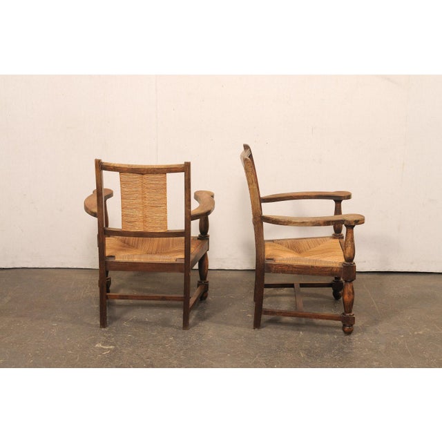 Wood Mid 20th Century Spanish Wood Armchairs W/Rush Seat & Backs For Sale - Image 7 of 11