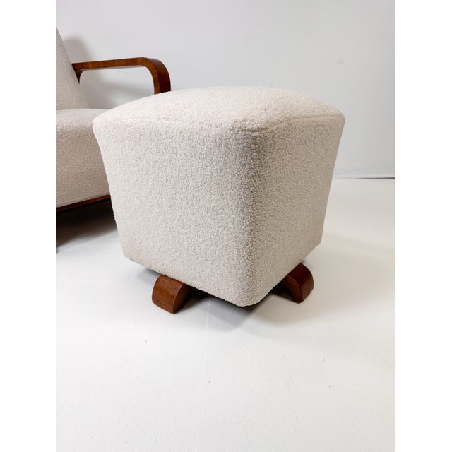 White 1930s Swedish Art Deco Chair and Ottoman For Sale - Image 8 of 12