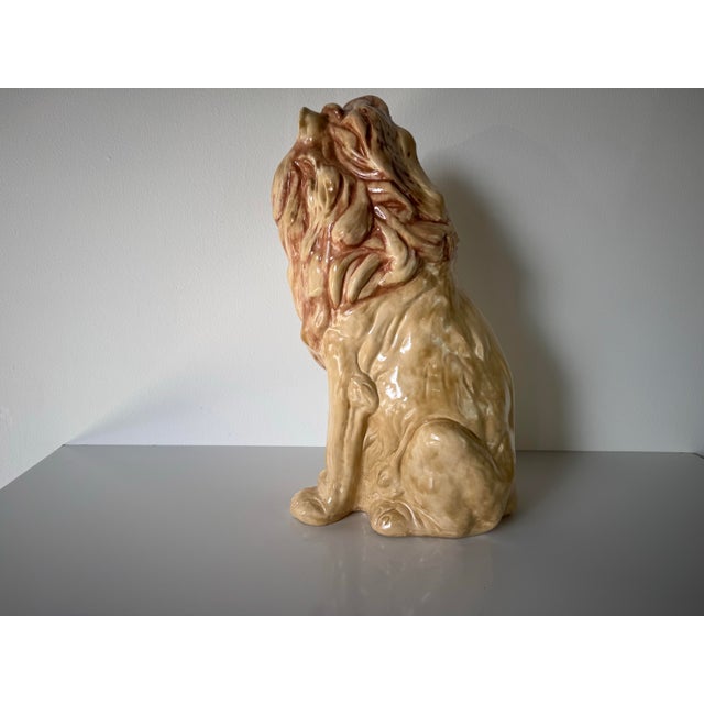 1980s Vintage Ceramic Lion Statue/ Sold For Sale - Image 5 of 10