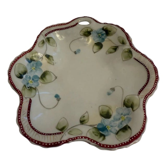 Early 20th Century Nippon Shinzo Floral Scalloped Decorative Plate For Sale