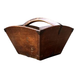 Vintage Hand Made Wooden Basket For Sale