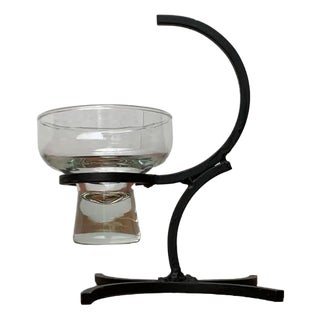 Danish Candleholder in Metal and Glass, 1960s For Sale