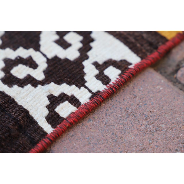 Red 1970s Turkish Tribal Style Stripe Design Handmade Oushak Kilim Runner Rug For Sale - Image 8 of 10
