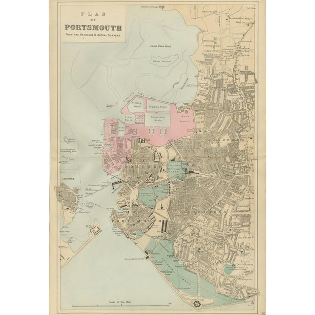 Late 19th Century Antique Town Map of Portsmouth by George W. Bacon, 1885 For Sale - Image 5 of 13