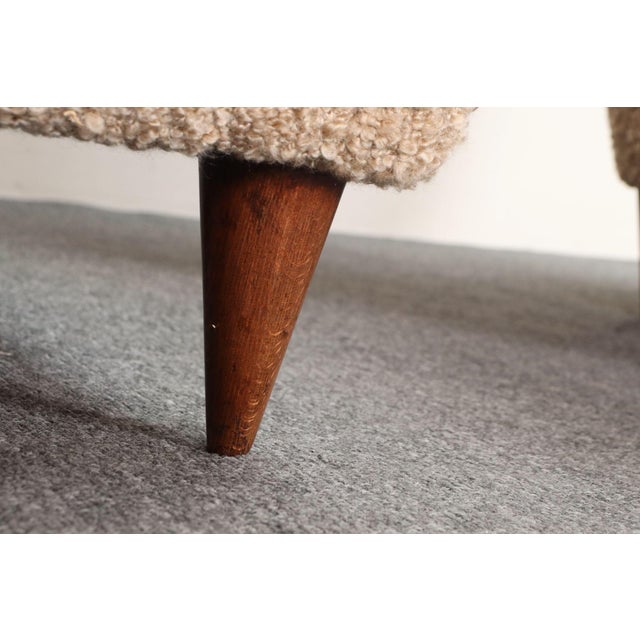 Pair of Italian Modernist High Back Lounge Chairs in Two-Tone Bouclé and Walnut For Sale - Image 13 of 18
