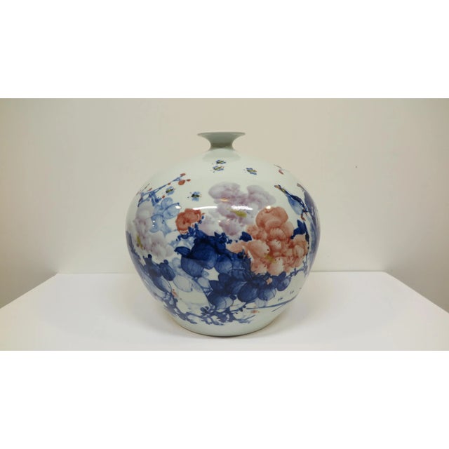 Artisan Indigo Painted Porcelain Vase For Sale - Image 4 of 10