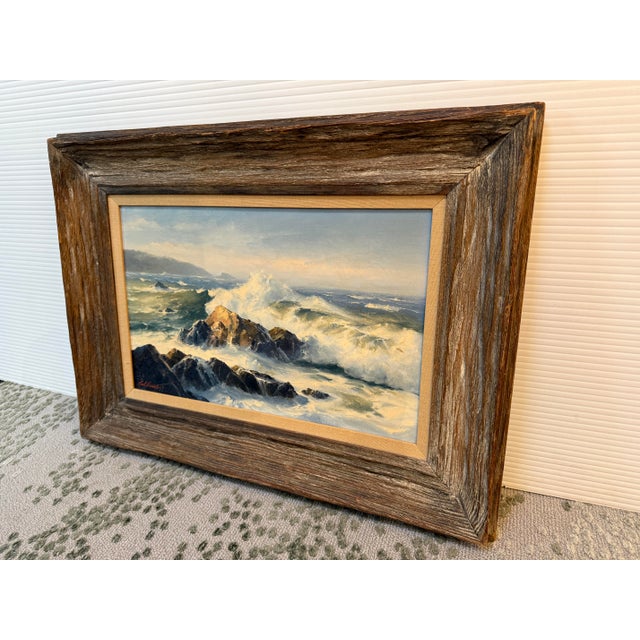 Mid-Century Modern Circa 1963 Earl Davids Sunny Seas Painting, Framed For Sale - Image 3 of 12