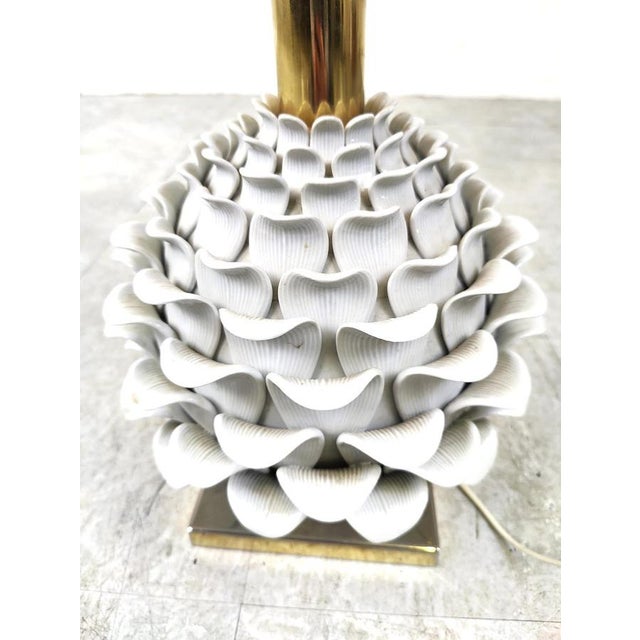 White Vintage Italian Ceramic Artichoque Table Lamp, 1960s For Sale - Image 8 of 14