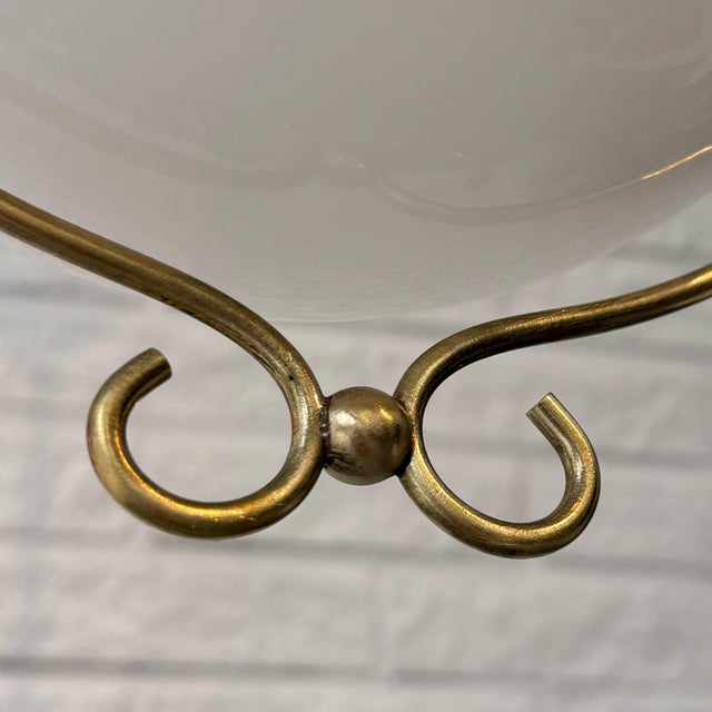 Metal Scandinavian Functionalist Pendant Globe Lamp in Glass and Brass, Sweden, 1930s For Sale - Image 7 of 8