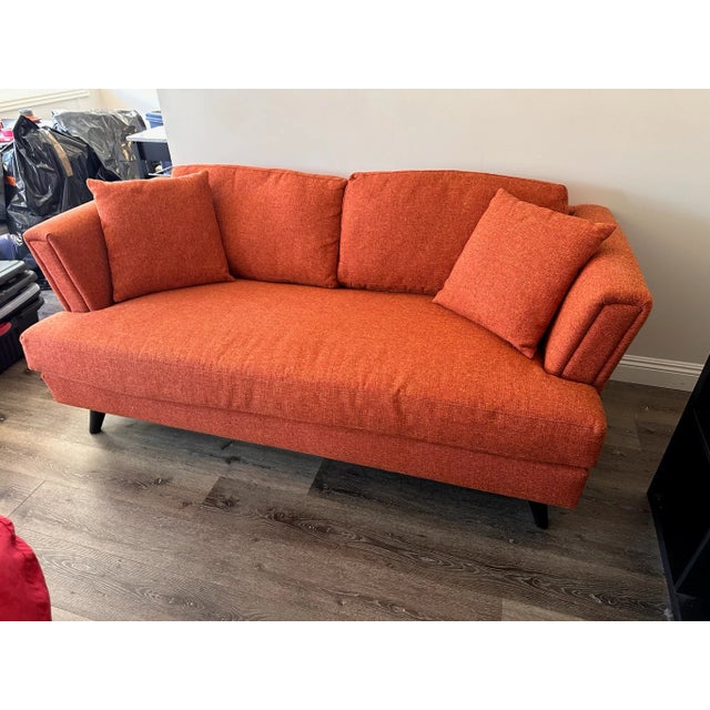 Mid-Century Modern Mid-Century Modern Orange Sofa For Sale - Image 3 of 4
