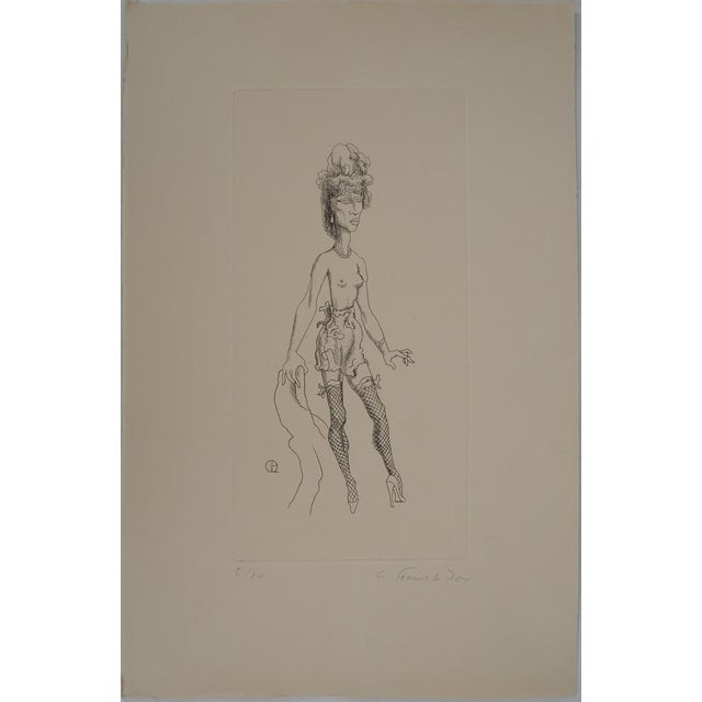 Charles picart the sweet (1881-1959) lady in fishnet stockings original copper engraving signed in the plate and signed in...