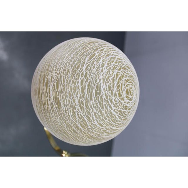 Metal Vintage Art Deco Brass Chandelier with Textured Glass Globes, 1930s For Sale - Image 7 of 12