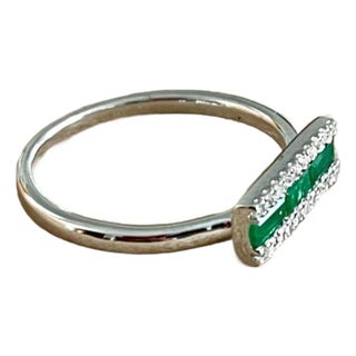 Princess Cut Emerald & Diamond Staking Band/Ring 14 Kt Yellow Gold/ White Gold For Sale