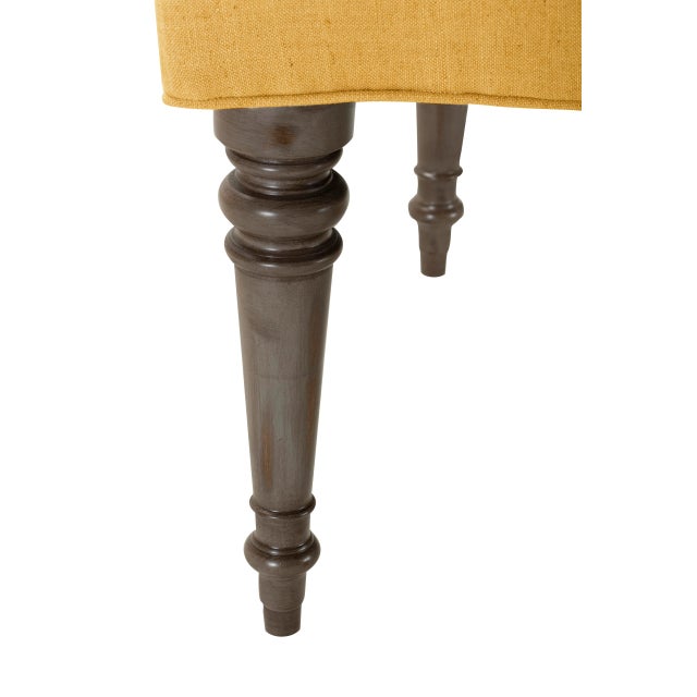 Transitional Calypso Stool, Turmeric Linen For Sale - Image 3 of 4