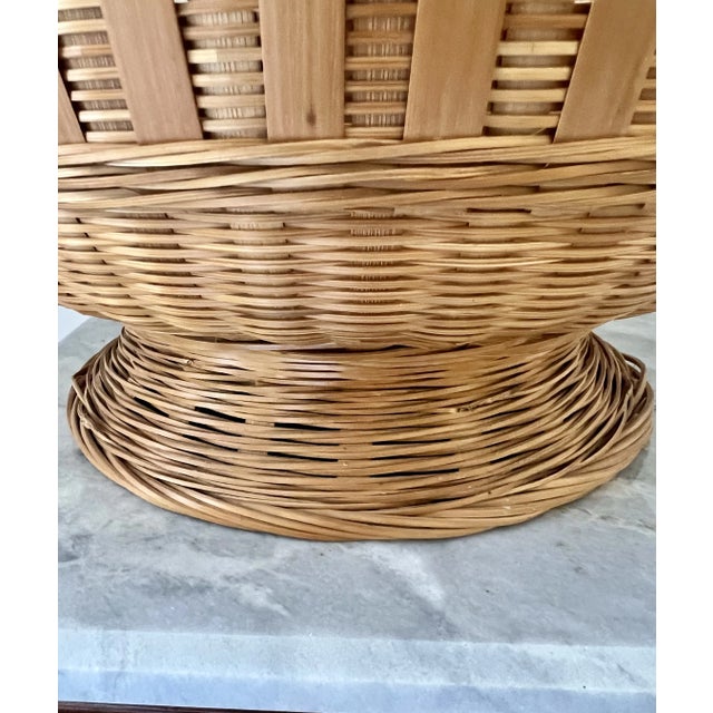 Boho Chic Mid 20th Century Vintage Round Pedestal Centerpiece Basket For Sale - Image 3 of 6