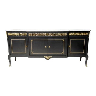 French Louis XVI Style Breakfront Ebonized Sideboard For Sale