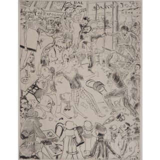 Léonard Tsuguharu Foujita, The Rotonde Café, Original Signed Engraving For Sale