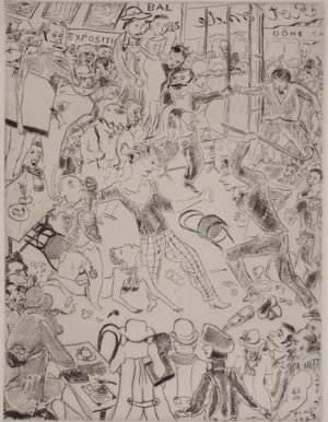 Léonard Tsuguharu Foujita, The Rotonde Café, Original Signed Engraving