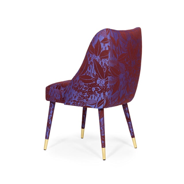 Contemporary Figueroa Dining Chair in Damasks & Lampas Fabric from Insidherland For Sale - Image 3 of 15
