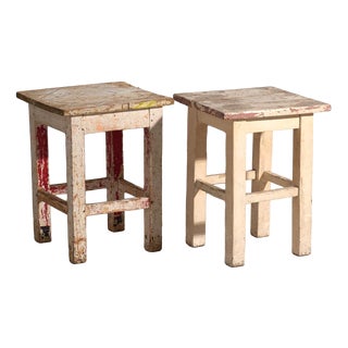 Bedside Tables in Pine Wood, Central Europe, 1940, Set of 2 For Sale