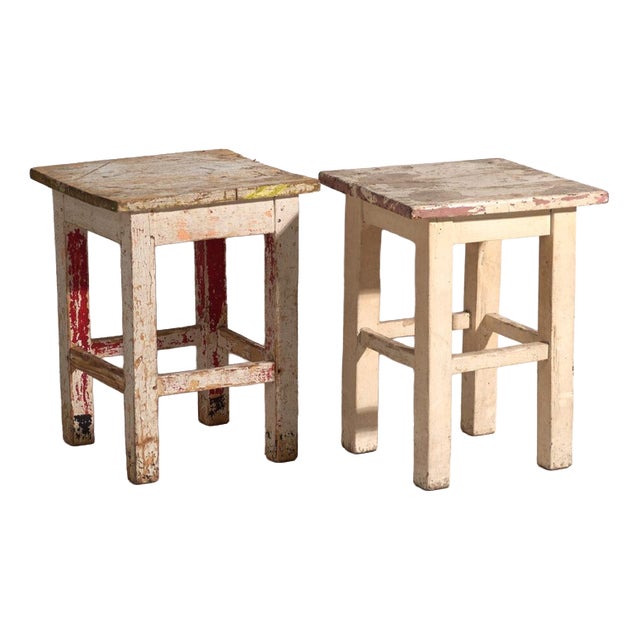 Bedside Tables in Pine Wood, Central Europe, 1940, Set of 2 For Sale