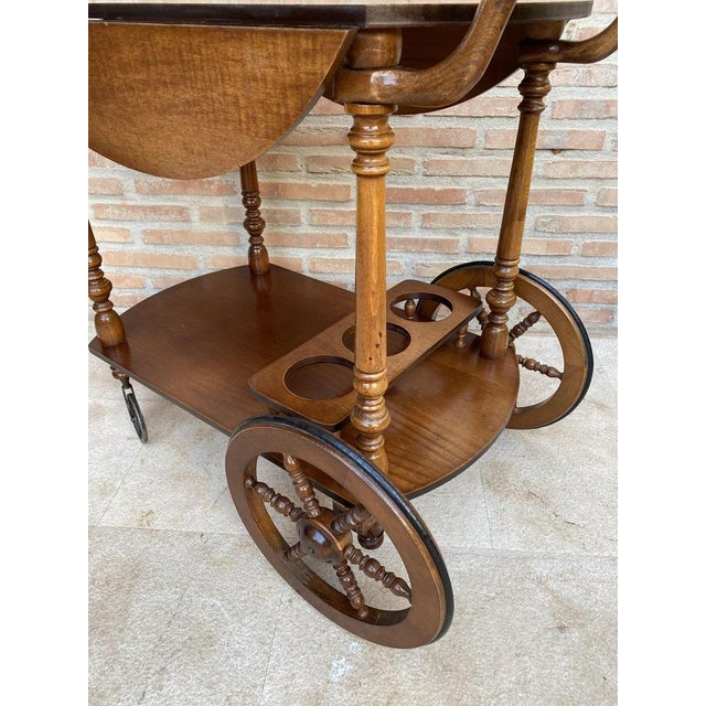 1950s Mid-Century French Wooden Bar Cart Trolley, 1950s For Sale - Image 5 of 18
