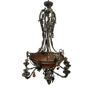 19th Century Napoleon III Bronze and Alabaster Chandelier with Eight Lights For Sale
