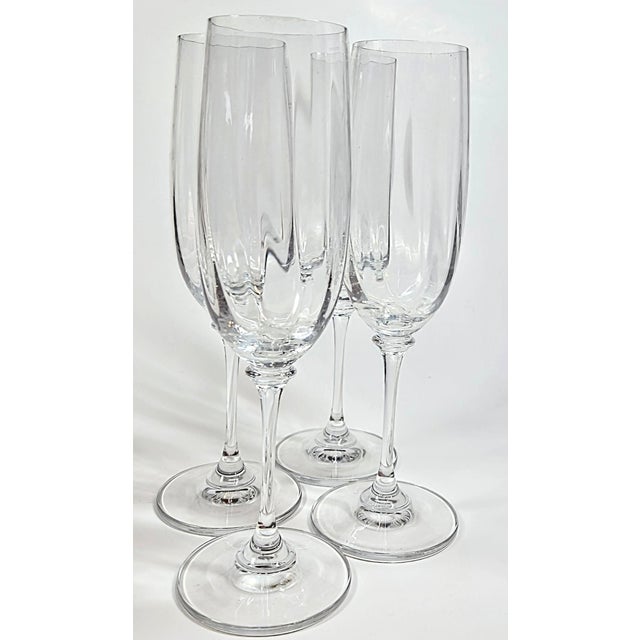 Contemporary Crystal Champagne Flutes- Set of Four For Sale - Image 3 of 11