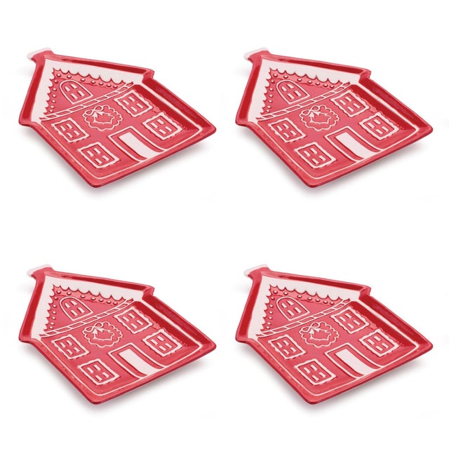 Kenneth Ludwig Chicago Ceramic Gingerbread House Plate (Set of 4) For Sale - Image 4 of 4