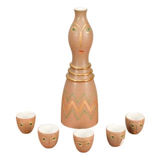 1950s Aldo Londi for Bitossi Sake Set - 6 pcs For Sale
