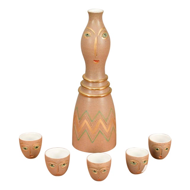 1950s Aldo Londi for Bitossi Sake Set - 6 pcs For Sale