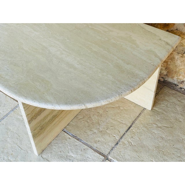 Vintage Half-Moon Travertine Side Table, 1980s For Sale - Image 4 of 18