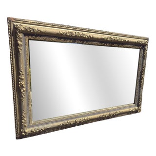 Large Antique French Carved Wood and Gesso Gilt and Painted Mirror, 1800s For Sale