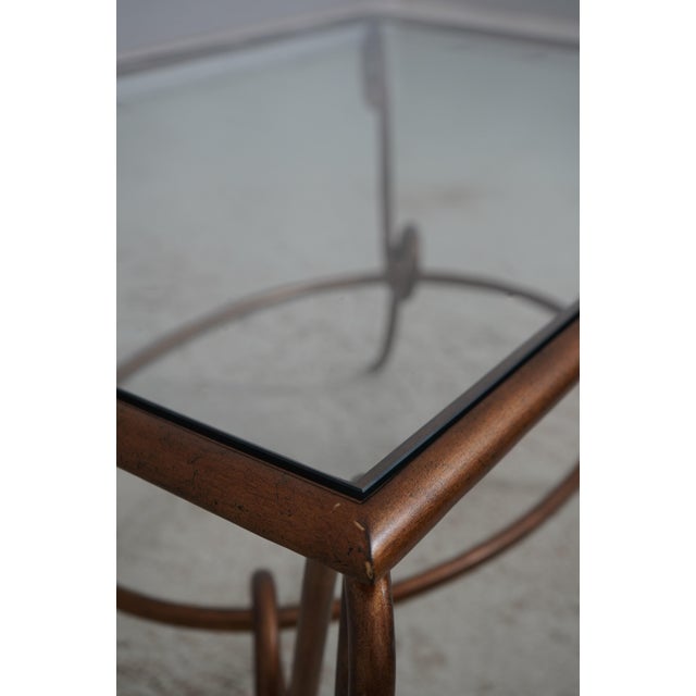 Glass Regency Style Gold Finish Iron Base Glass Top Coffee Table For Sale - Image 7 of 12