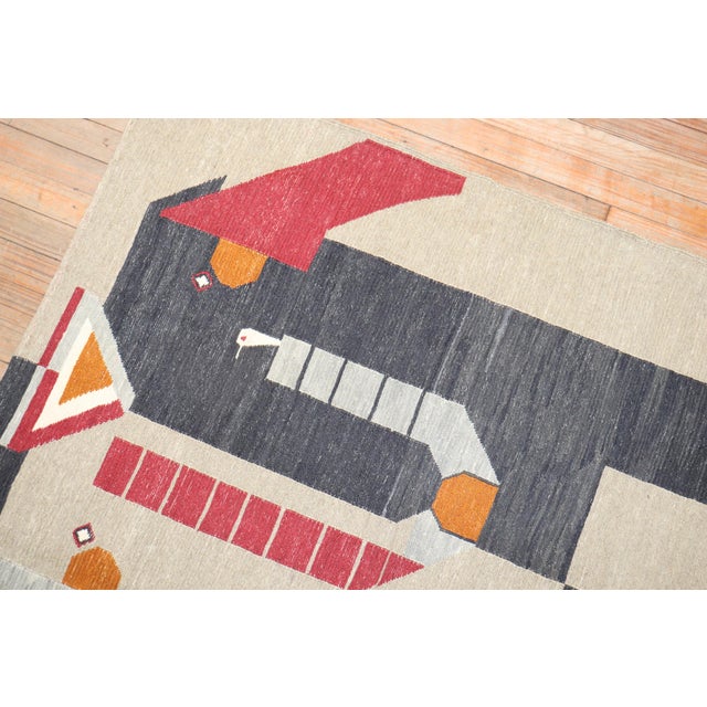 Late 20th Century Late 20th Century Elephant Face Persian Kilim - 3'5" x 4'2" For Sale - Image 5 of 18
