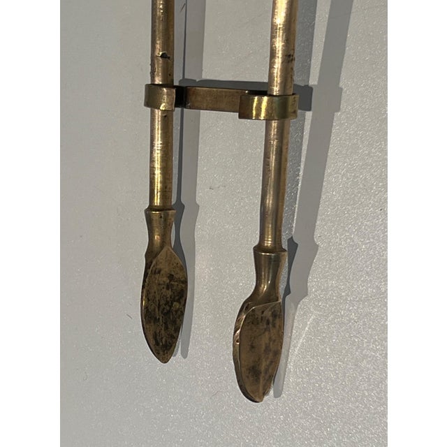 1970s Neoclassical Style Brass Fireplace Tools For Sale - Image 4 of 12